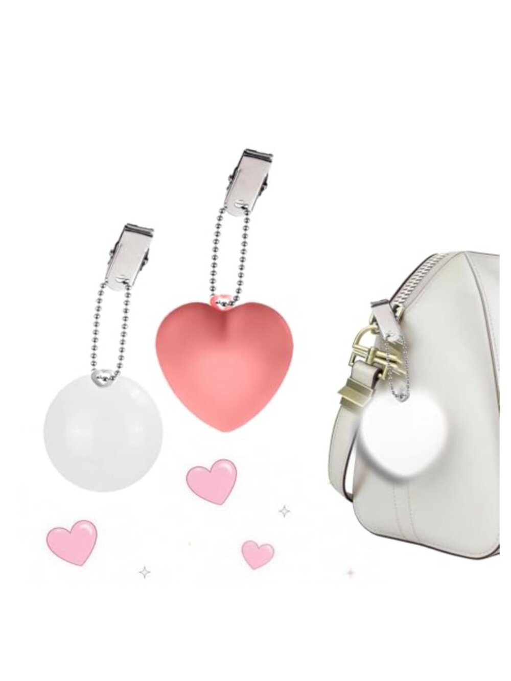 2Pc Heart LED Purse Light Touch Sensor Rechargeable Handbag Lamp